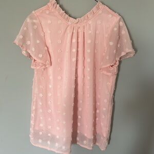 Pink sheer shein ruffle sleeve top